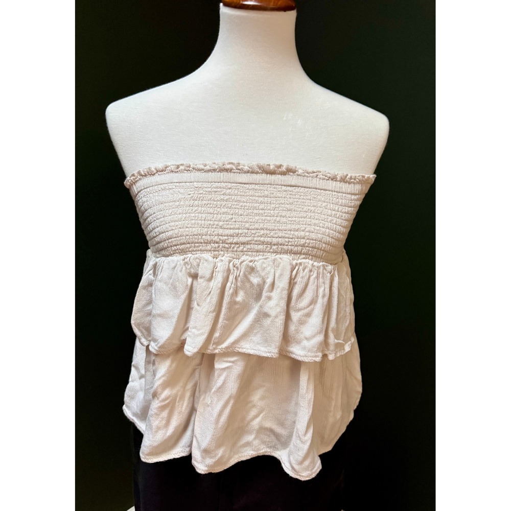 Isa & Ella‎ Smocked Tiered Beige Tube Top Size M